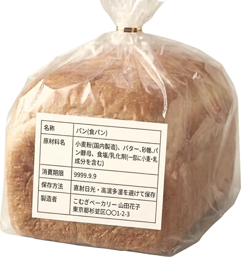 ラベルを貼った食パン